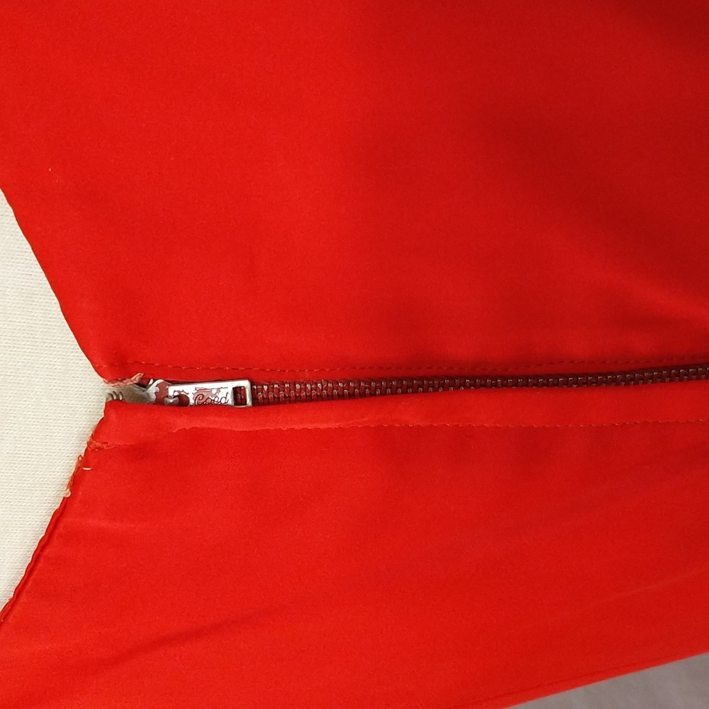 Red Satin Fifties Party Dress Vintage 50's Feminine Fit and Flare made in USA - Picture 6 of 14